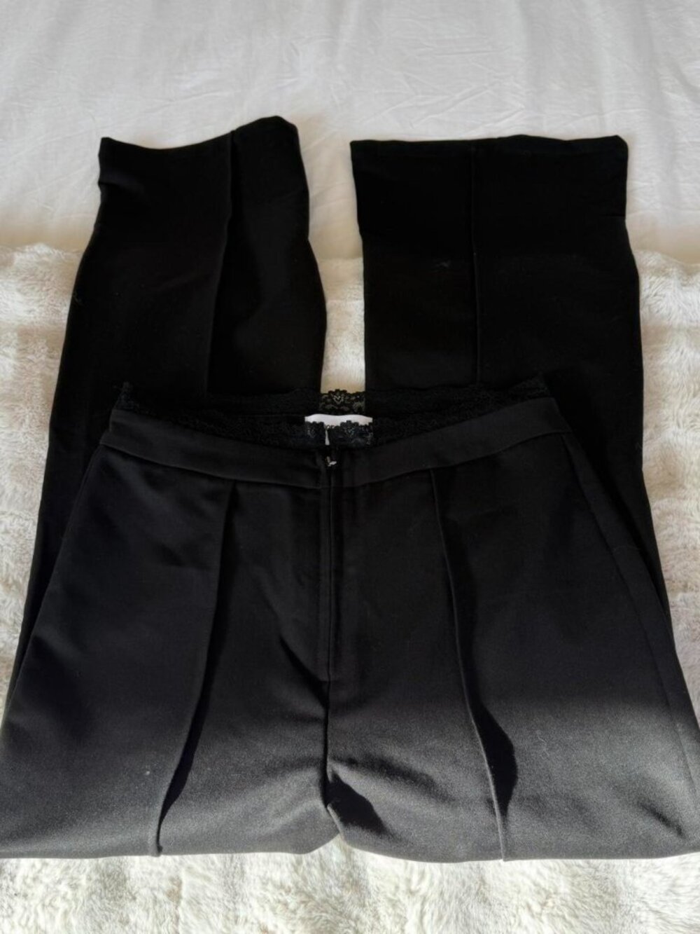 Princess Polly Black Trousers With Lace Trim - Picture 2 of 4